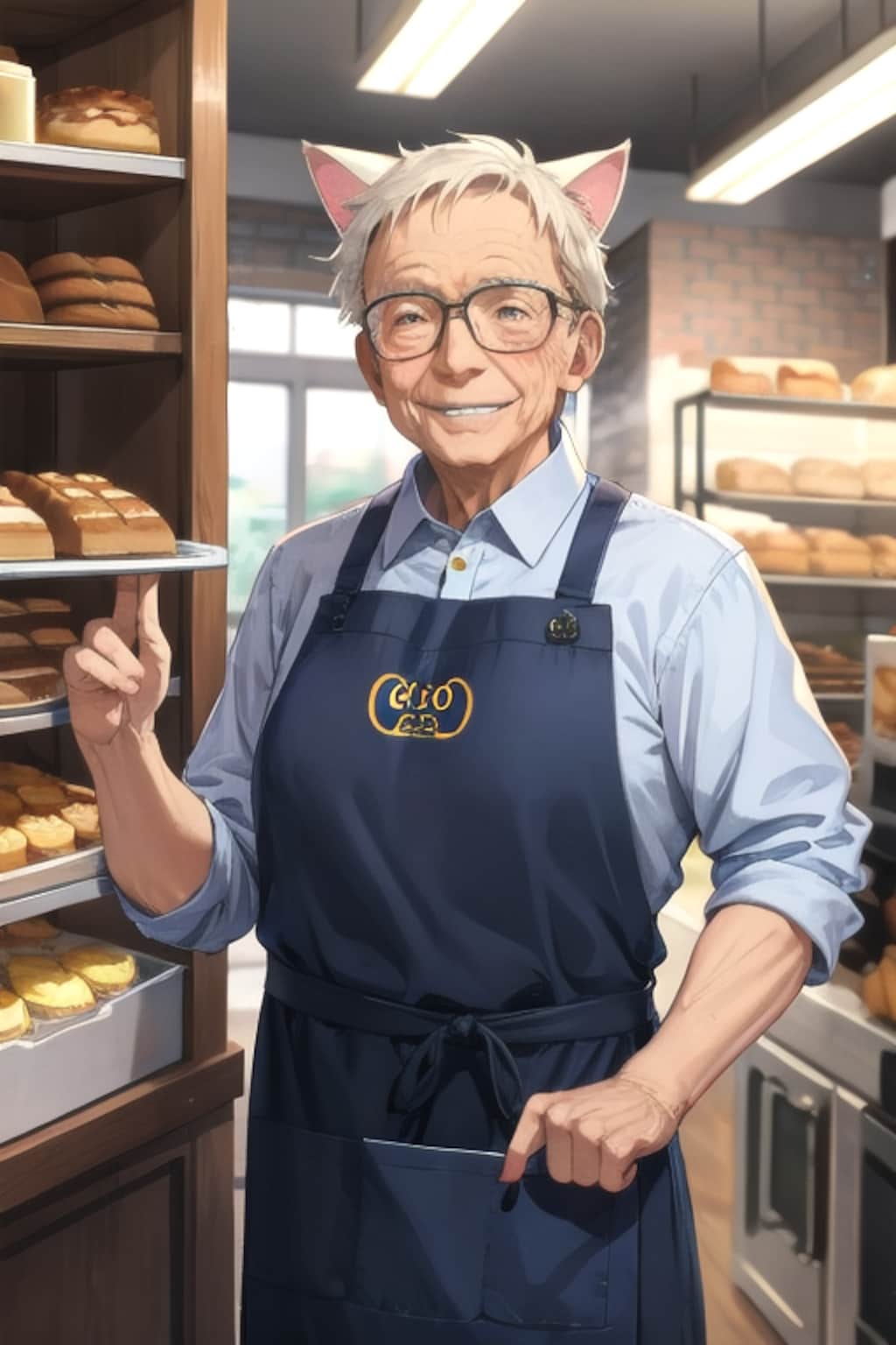 【猫耳と笑顔の老人】パン屋の旦那