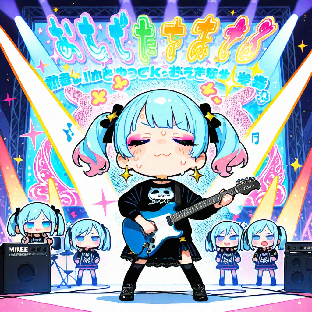 ギターを弾く青髪ちゃん | の人気AIイラスト・グラビア