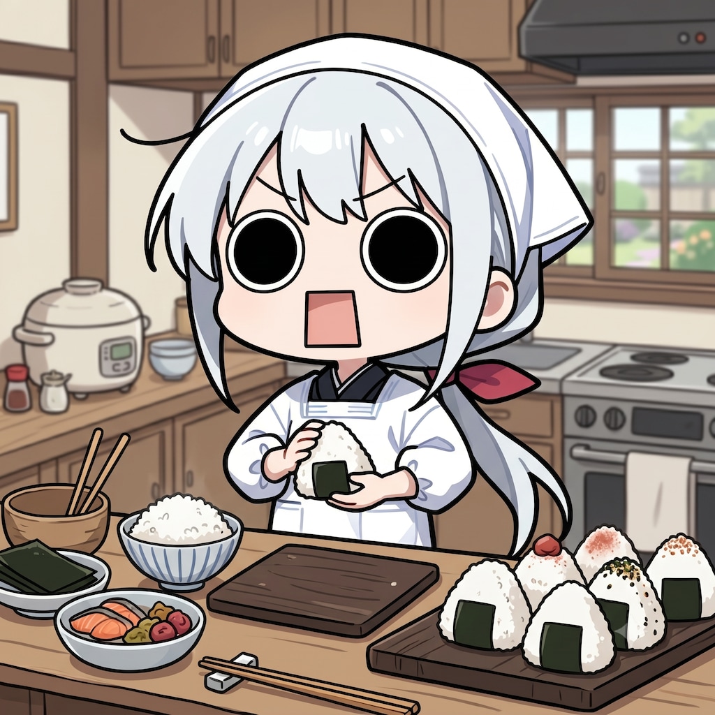 おにぎりを作るえらいこっちゃ嬢