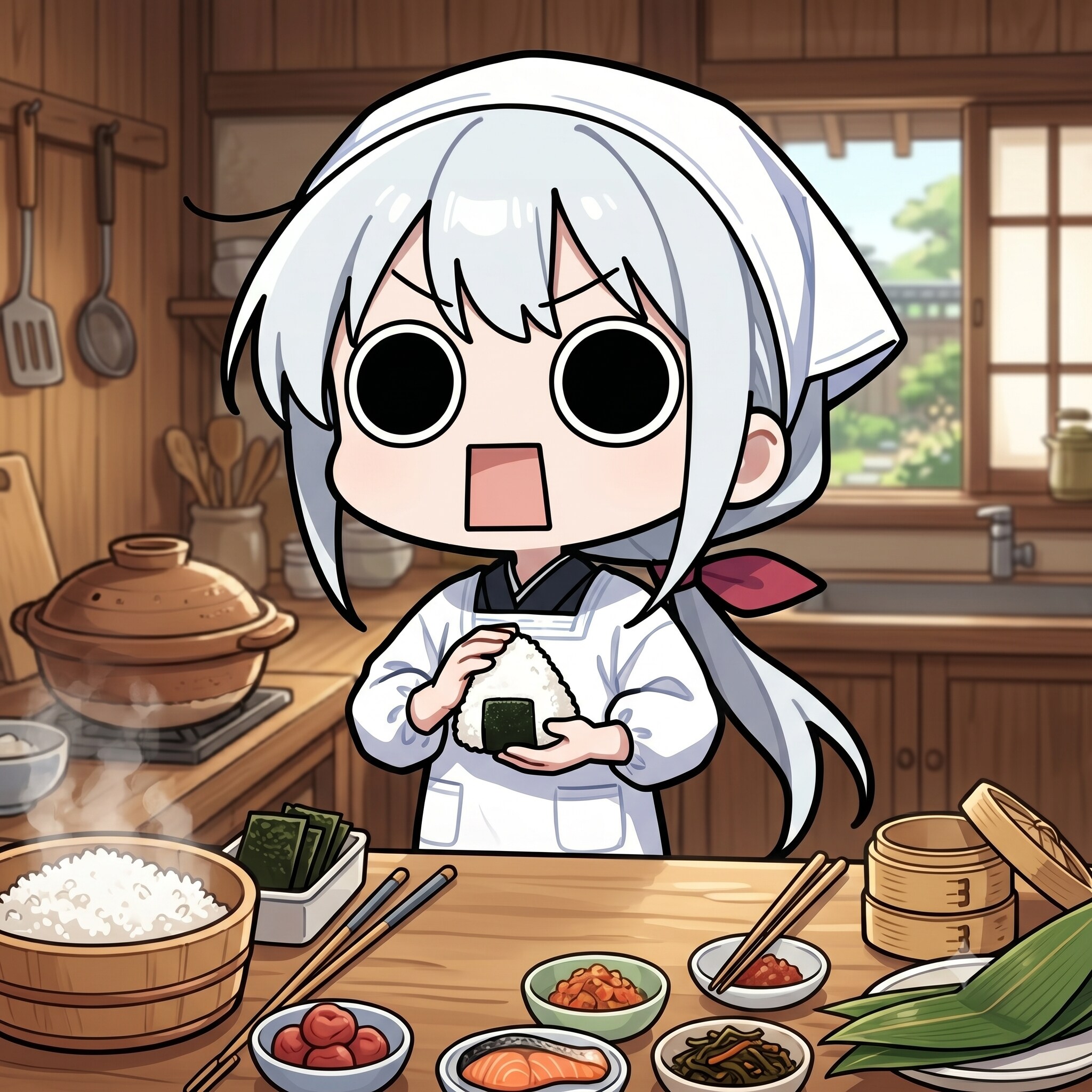 おにぎりを作るえらいこっちゃ嬢