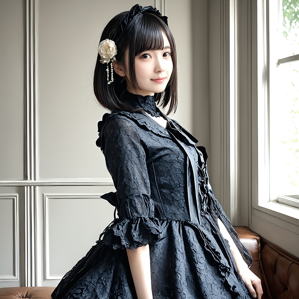 架空黒ドレス美女1