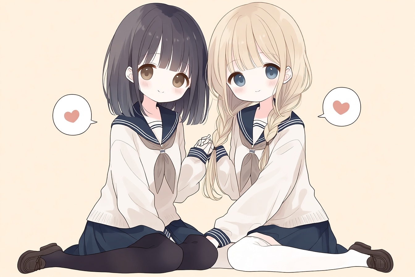 二人のJK224 | の人気AIイラスト・グラビア