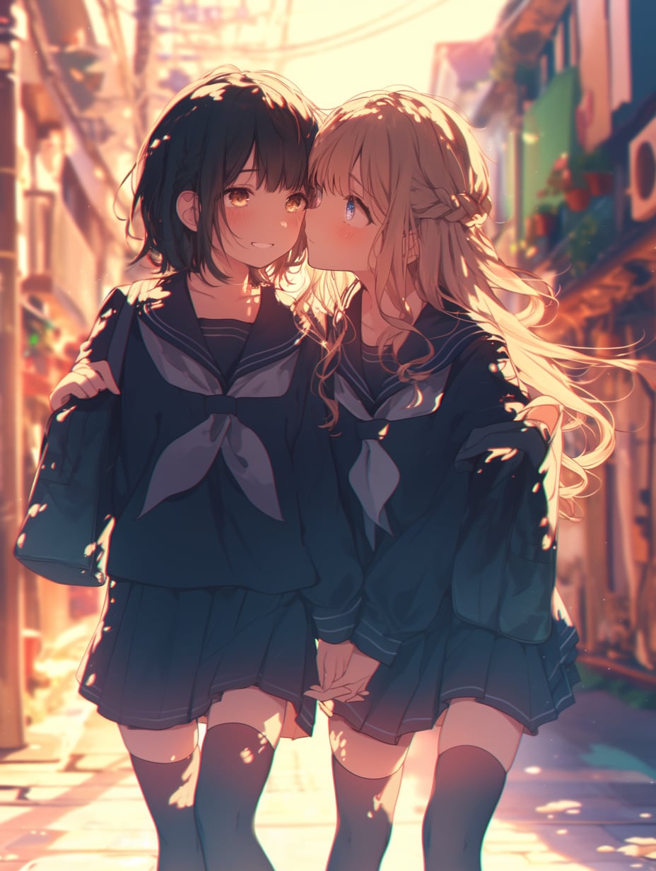 キスしたい二人のJK159 | の人気AIイラスト・グラビア