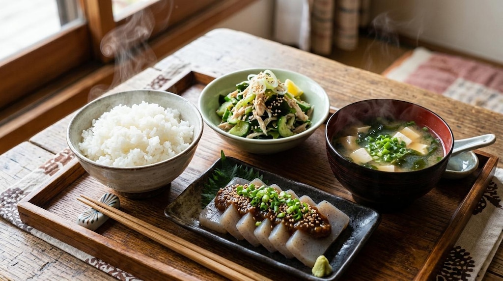 摩訶不思議食堂のさしみこんにゃくとサラダ膳