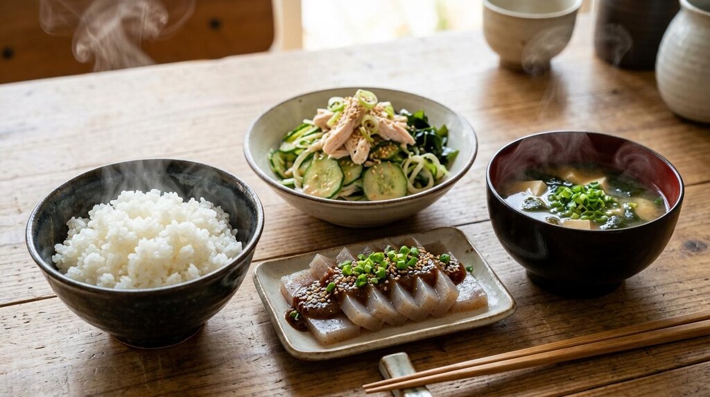 摩訶不思議食堂のさしみこんにゃくとサラダ膳