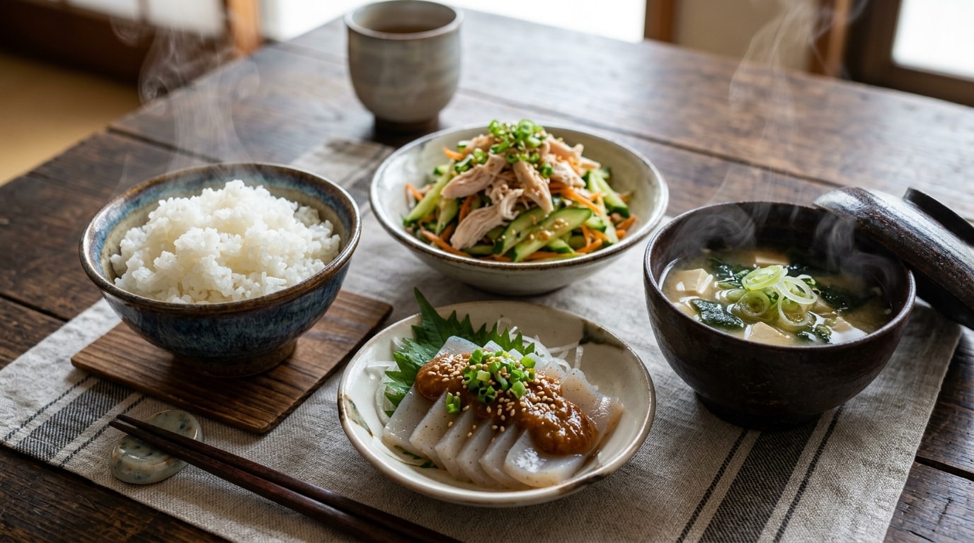 摩訶不思議食堂のさしみこんにゃくとサラダ膳