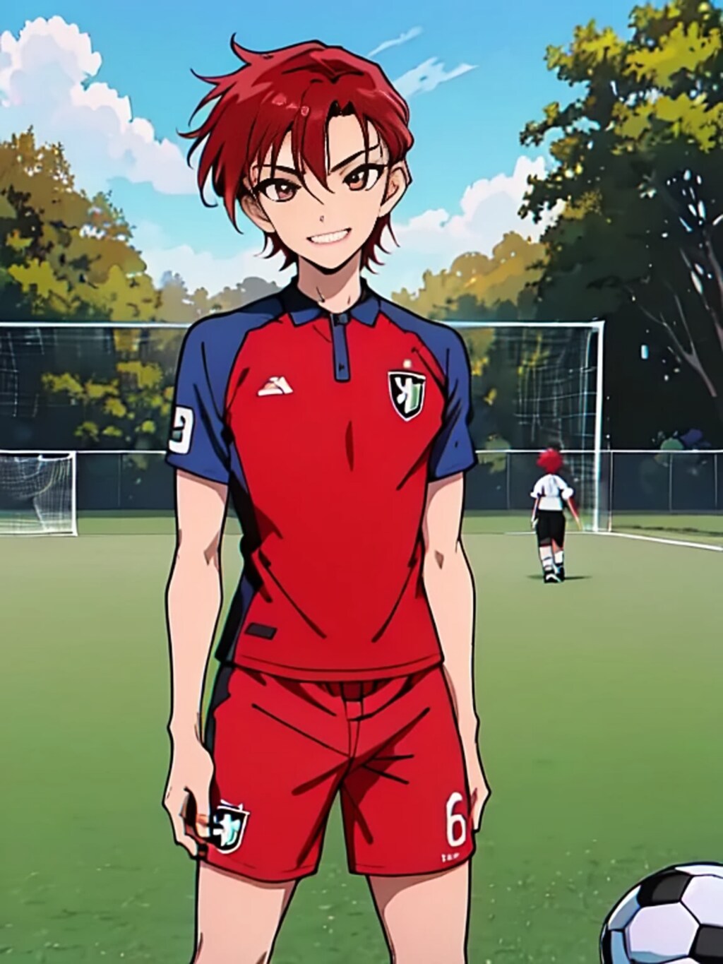 サッカー少年　【赤】　八枚