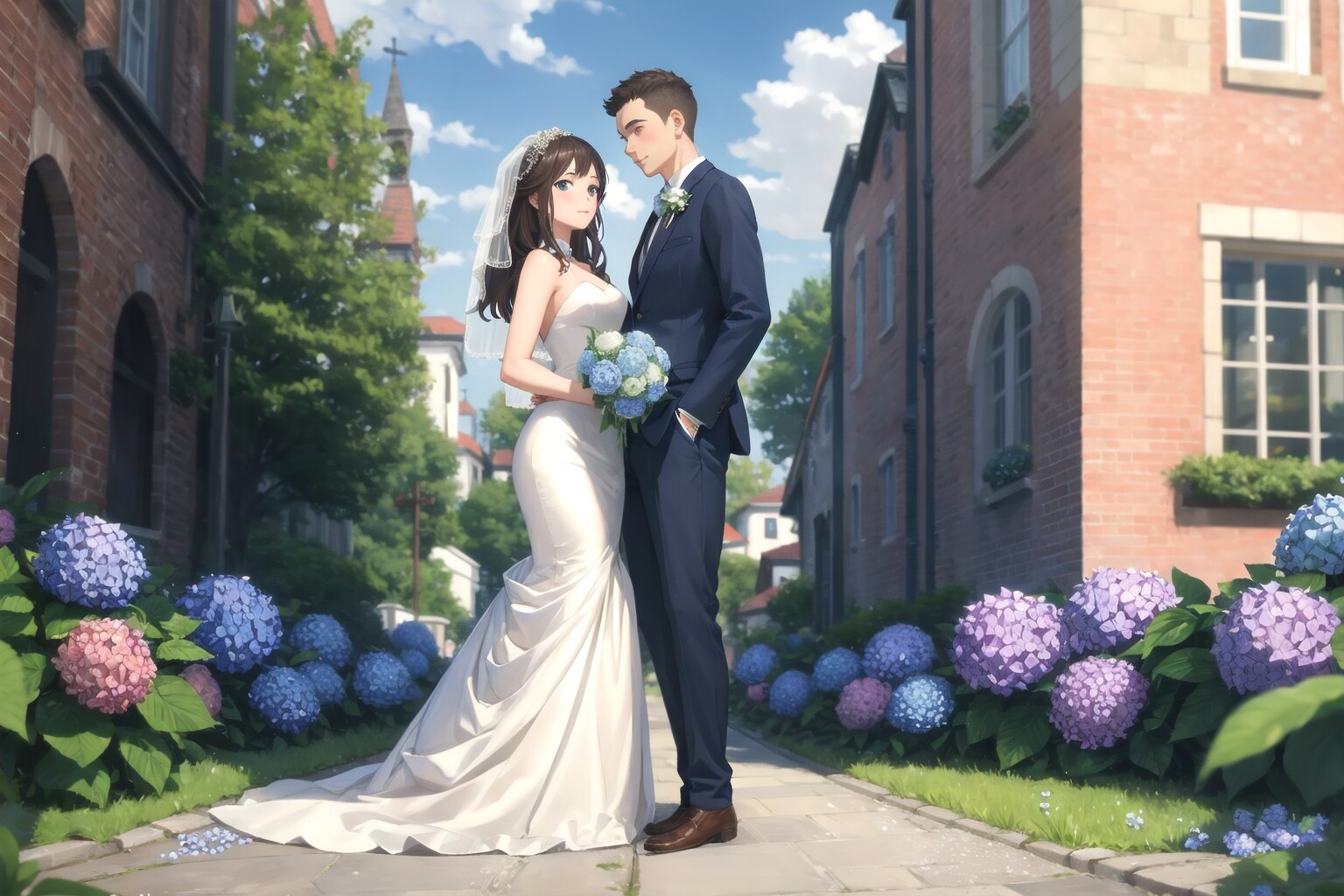 紫陽花の小道 | の人気AIイラスト・グラビア