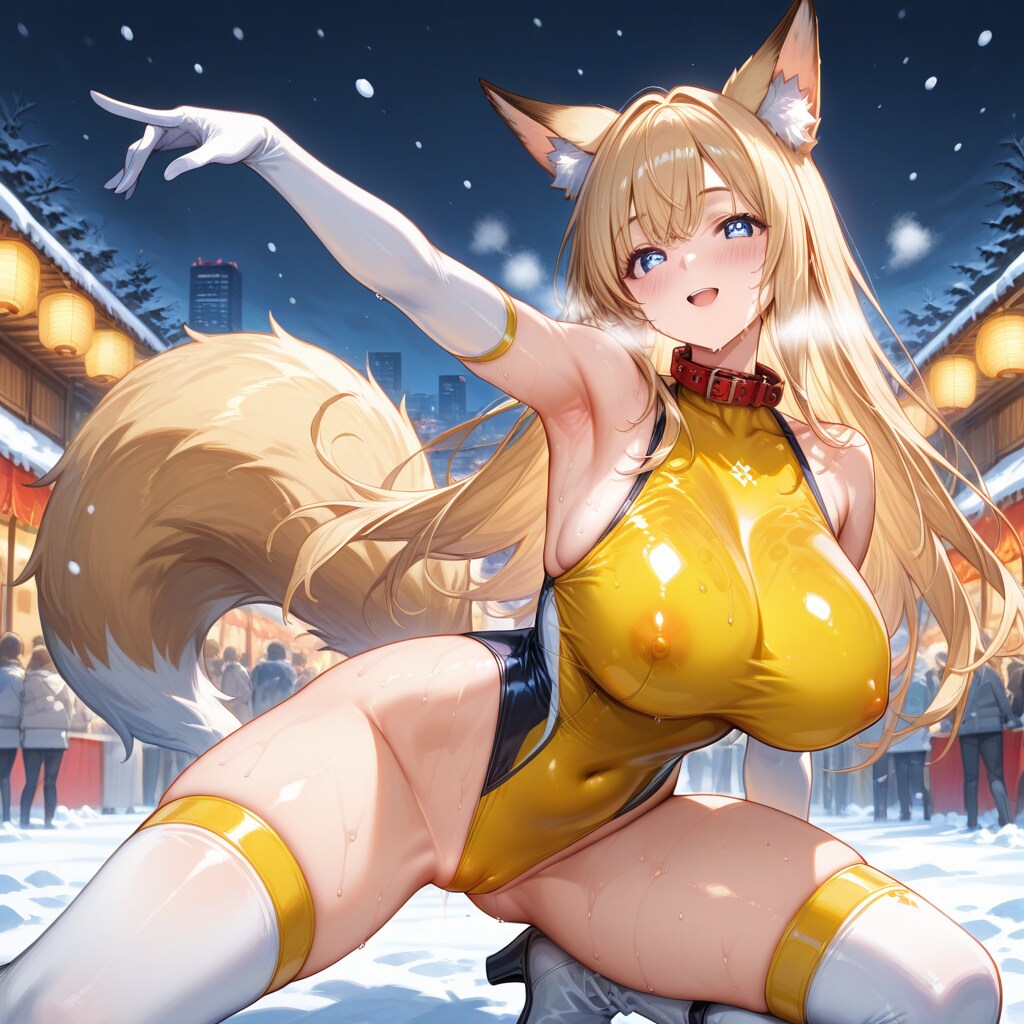 お祭りでキツネが踊りを見せてくれました。