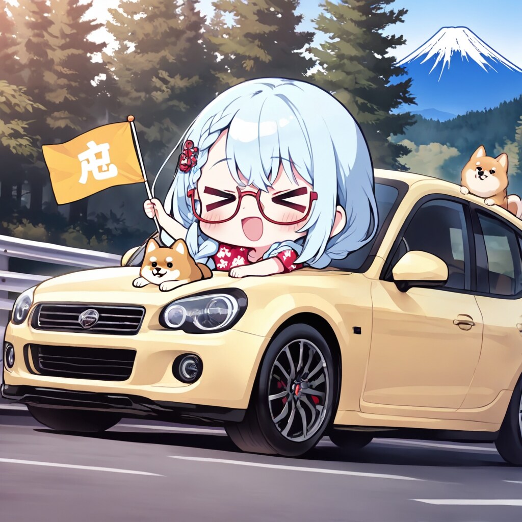 ドライブする青髪ちゃん
