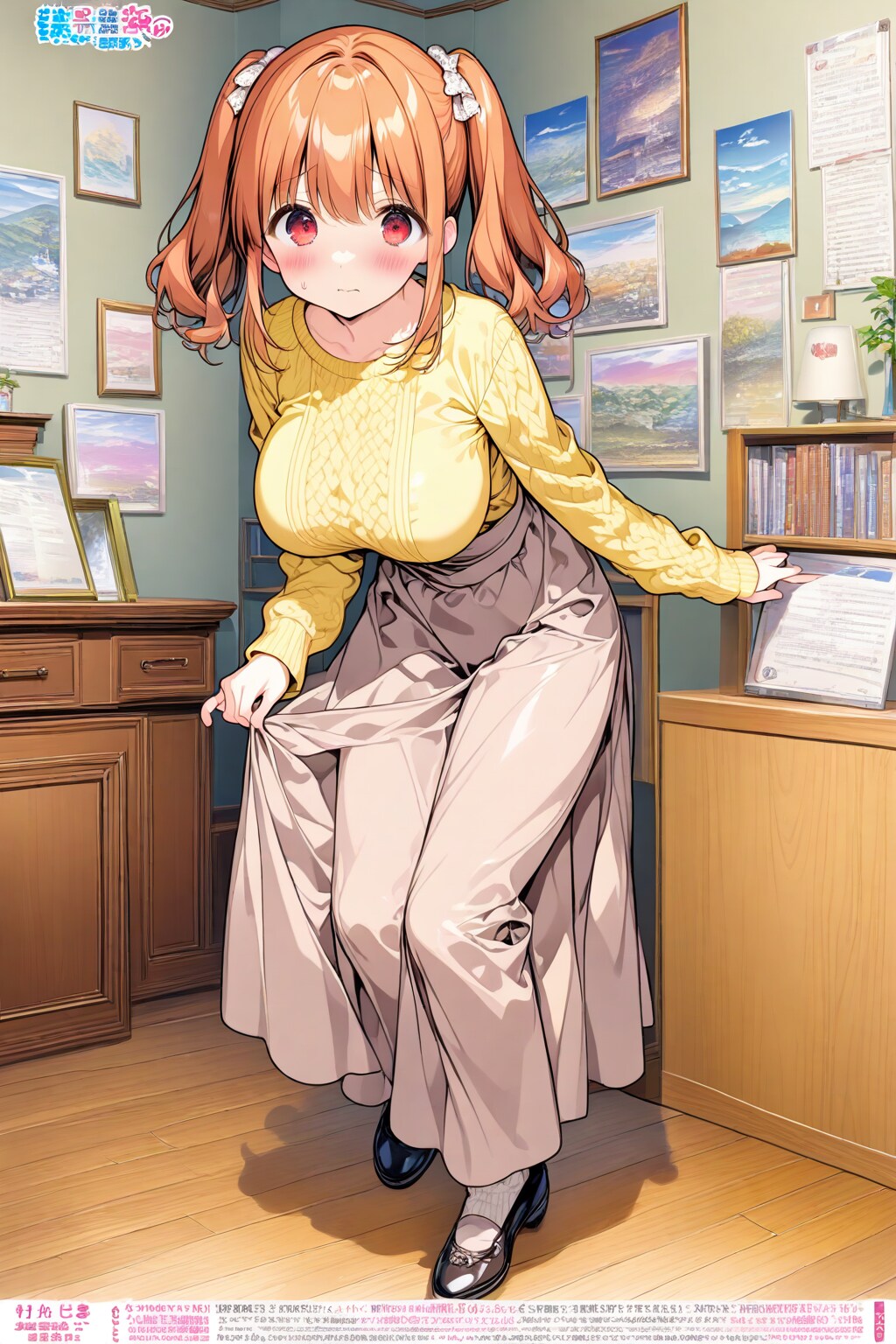 スカート裾を摘んで静かに抜け出す女子