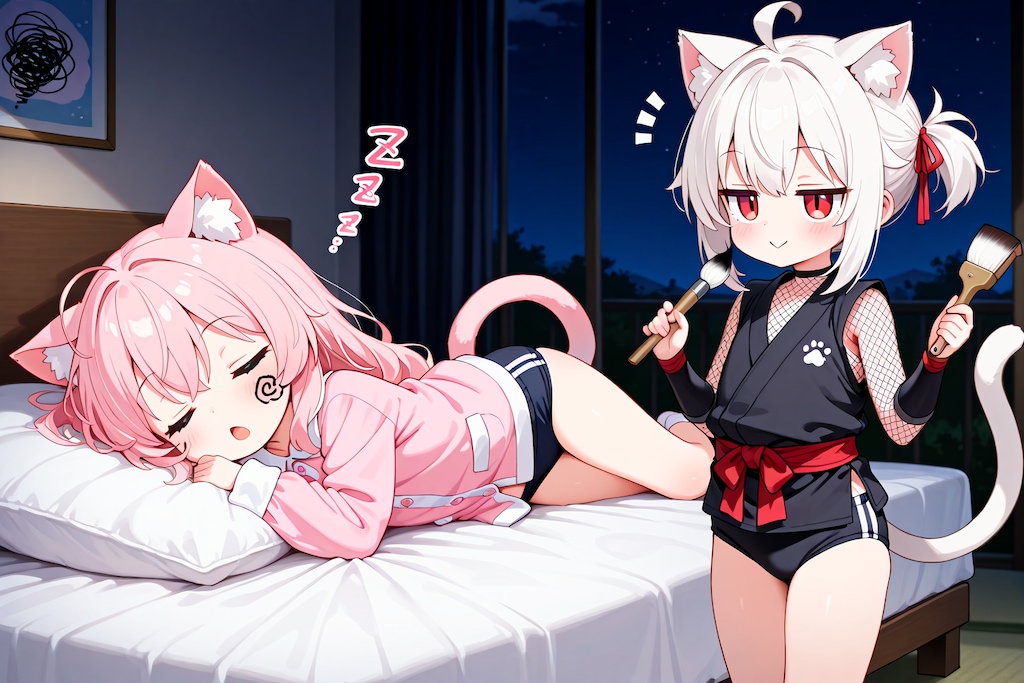 猫耳の寝込みを襲うネコミミ忍ルマ！