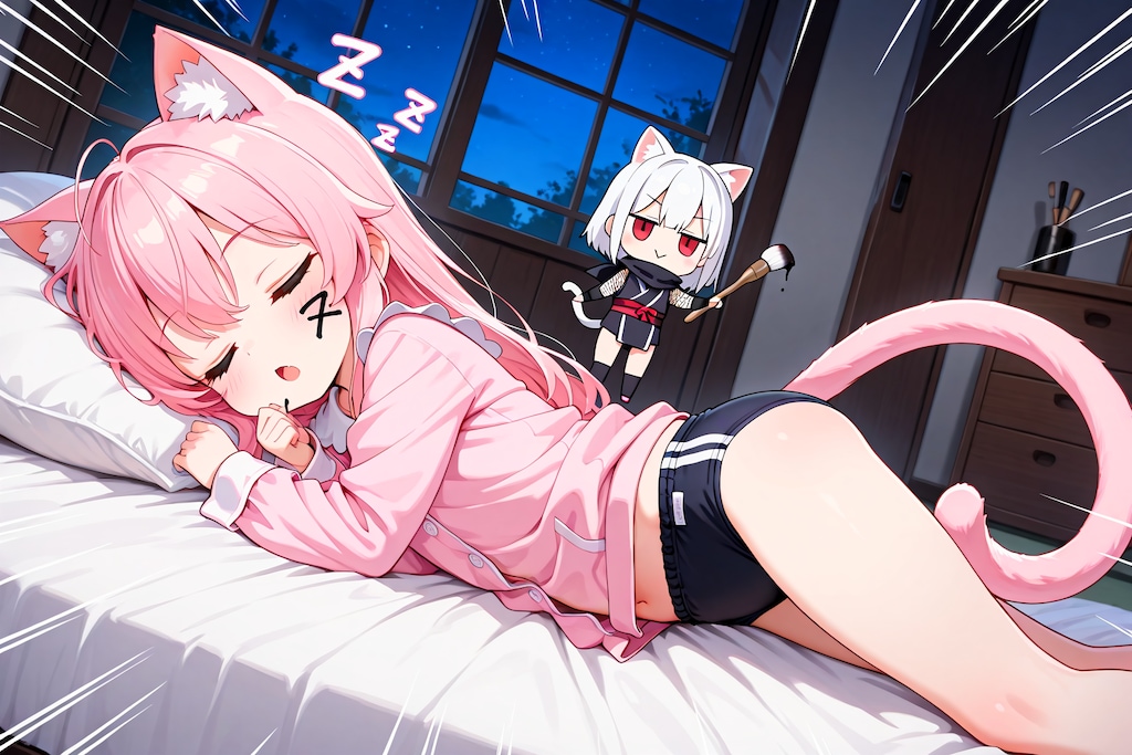 猫耳の寝込みを襲うネコミミ忍ルマ！