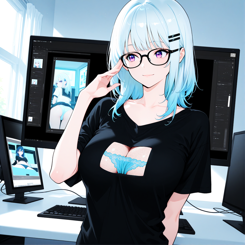 だまし絵T着用デザイナーちゃん