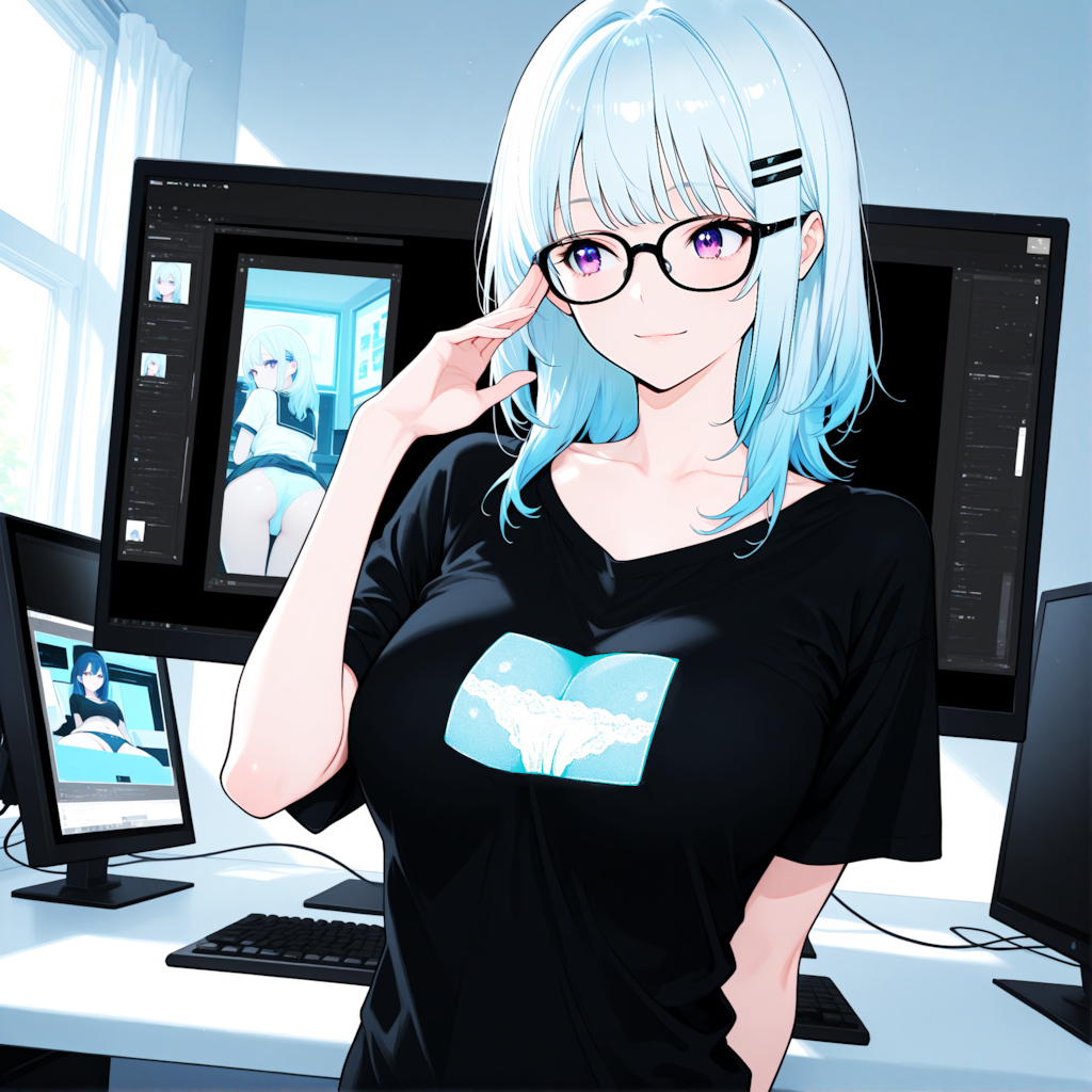 だまし絵T着用デザイナーちゃん