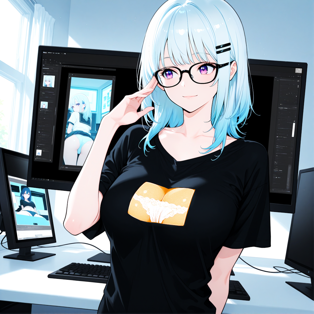 だまし絵T着用デザイナーちゃん