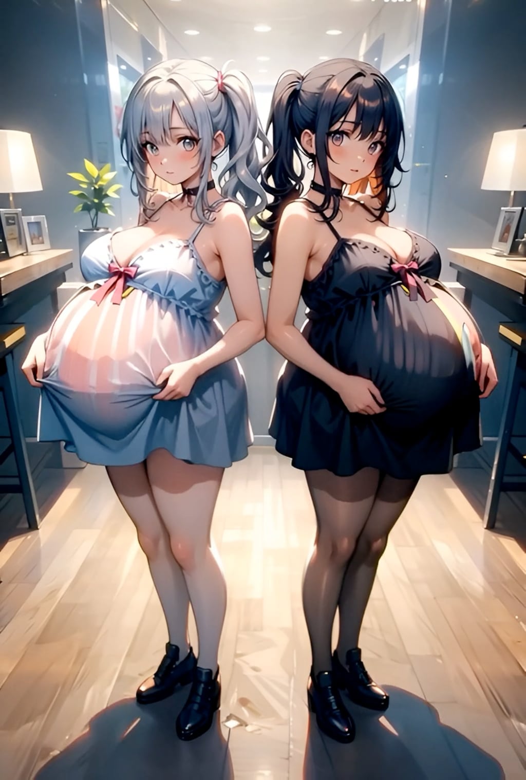 白黒双子妊婦‎(　˙ ؂ ˙　)