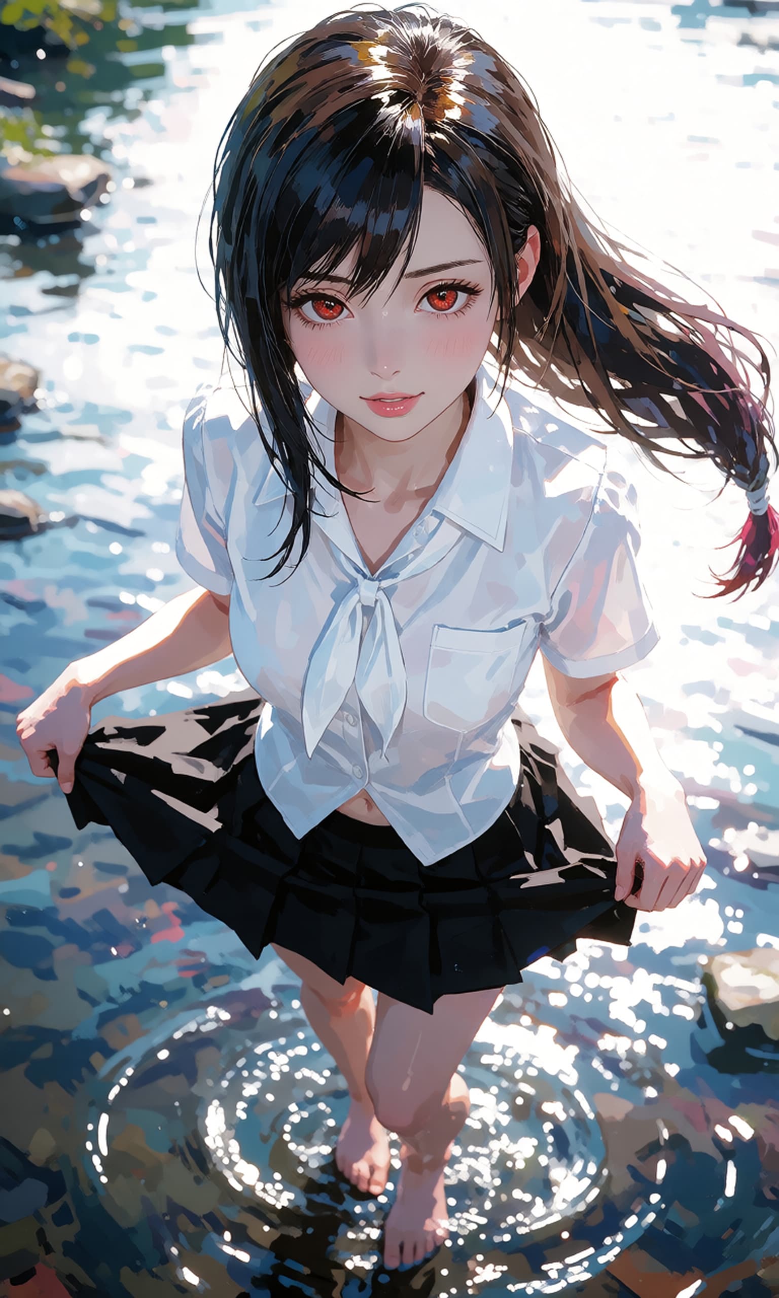 【川遊び】制服ティファさん