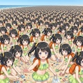 増殖した水着リトリちゃん達の海辺のゴミ拾い 2枚目