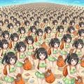 増殖した水着リトリちゃん達の海辺のゴミ拾い 6枚目