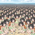 増殖した水着リトリちゃん達の海辺のゴミ拾い 12枚目