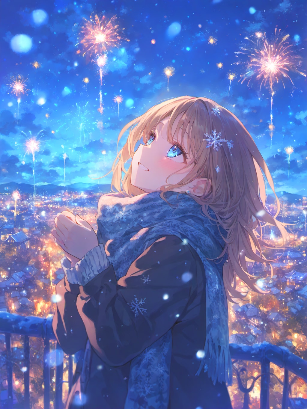 冬の夜空を彩る花火