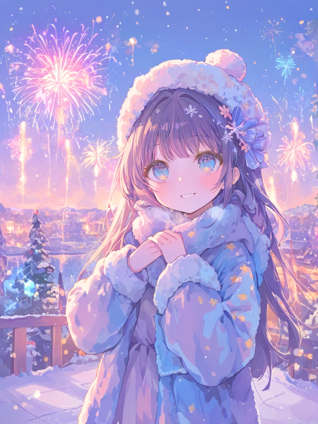 冬の夜空を彩る花火