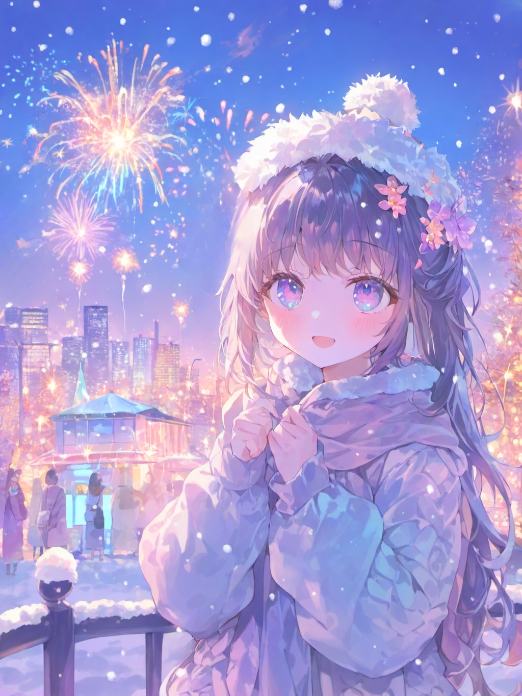 冬の夜空を彩る花火