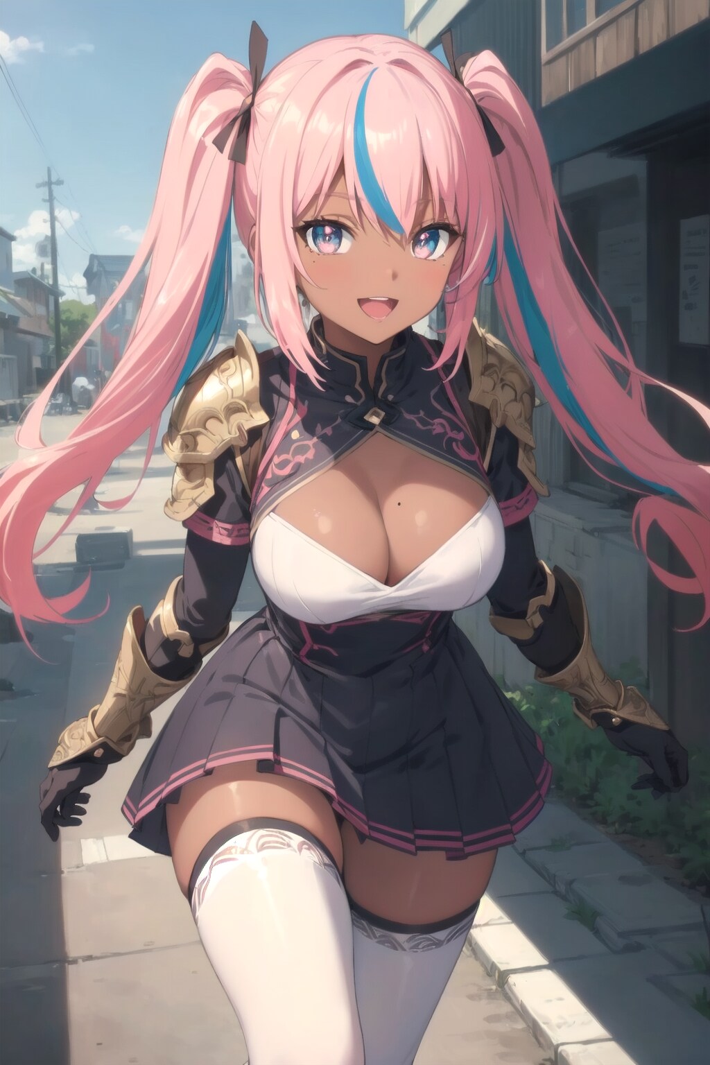 ピンク髪ツインテール褐色美女2
