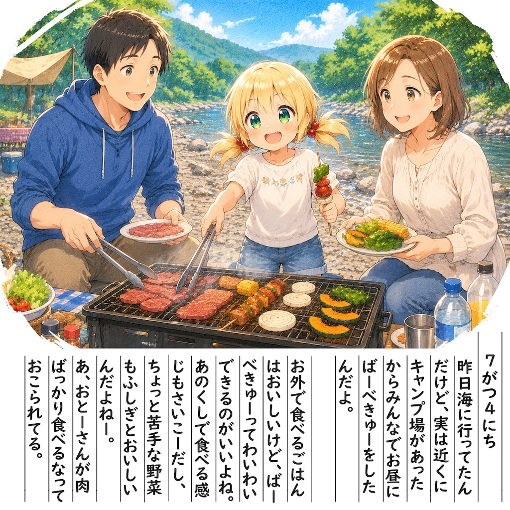 【絵日記】ばーべきゅーだよ