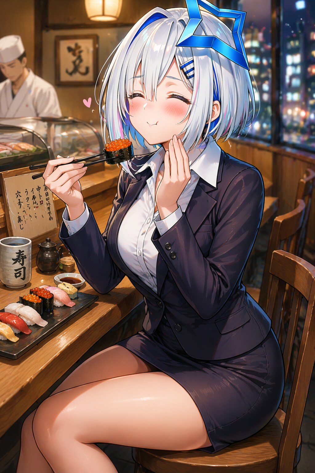 今日頑張ったご褒美お寿司おいしー | の人気AIイラスト・グラビア