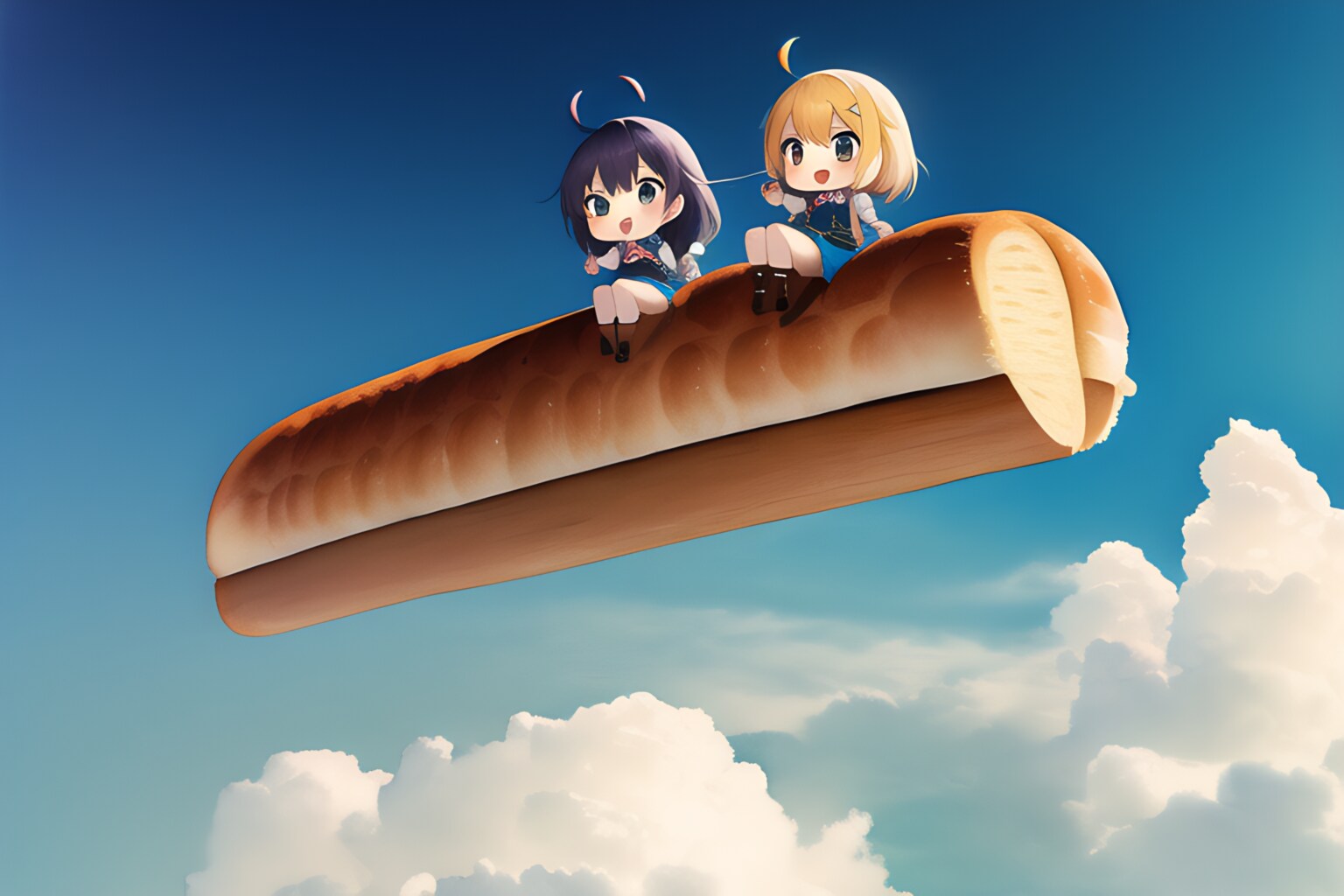 フランスパンに乗ってごーっ