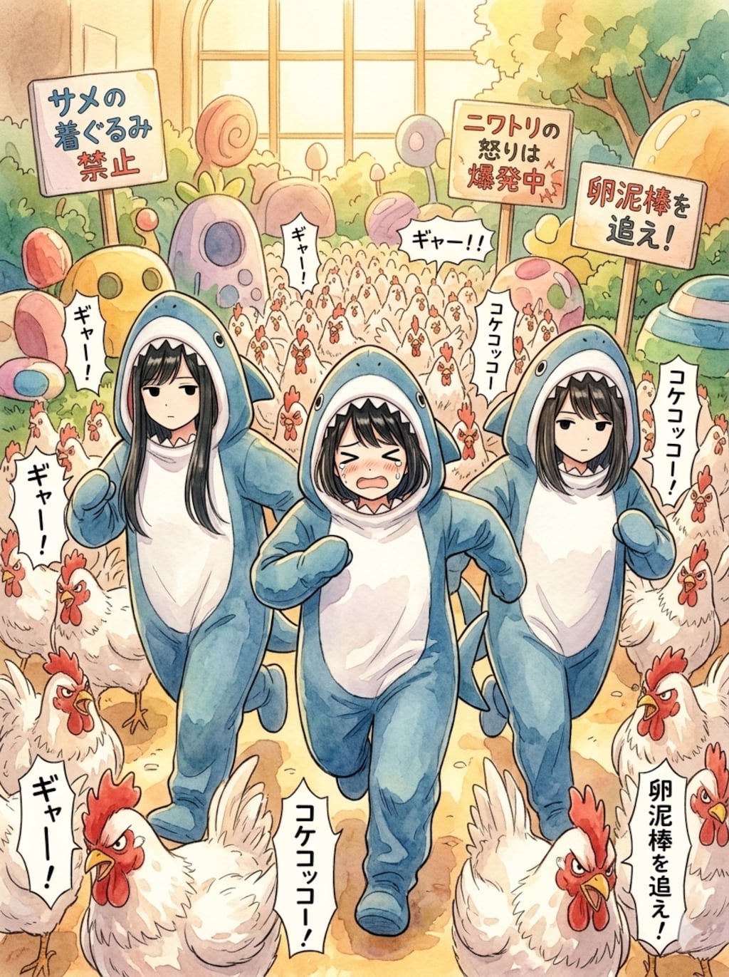 サメVSニワトリ