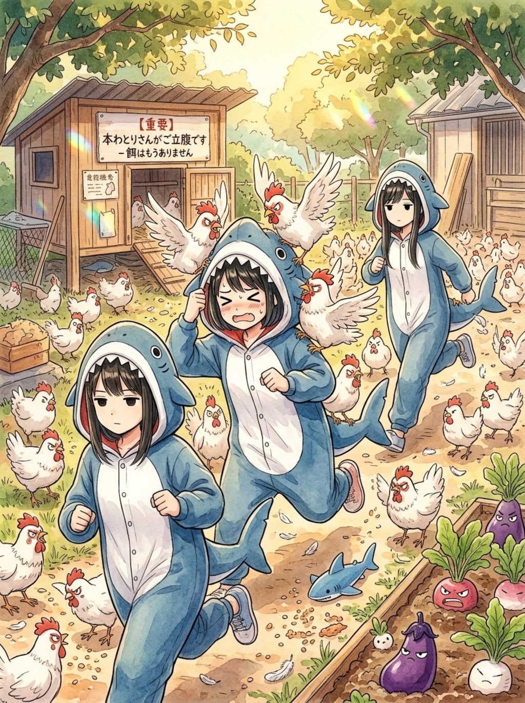 サメVSニワトリ