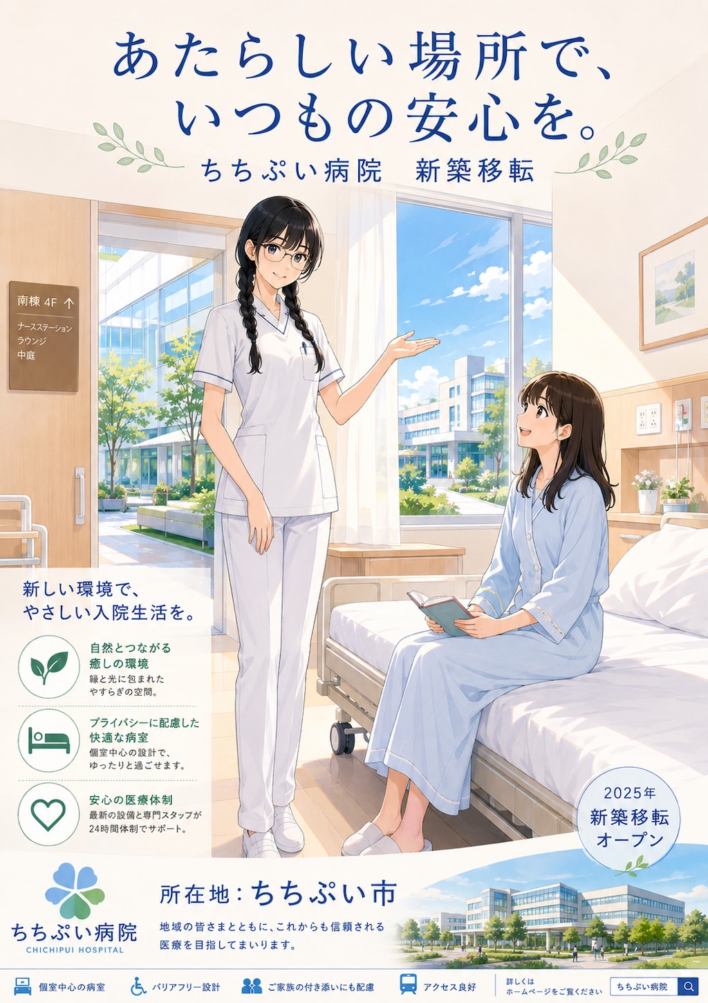 新しい病院で、安心の入院生活を。