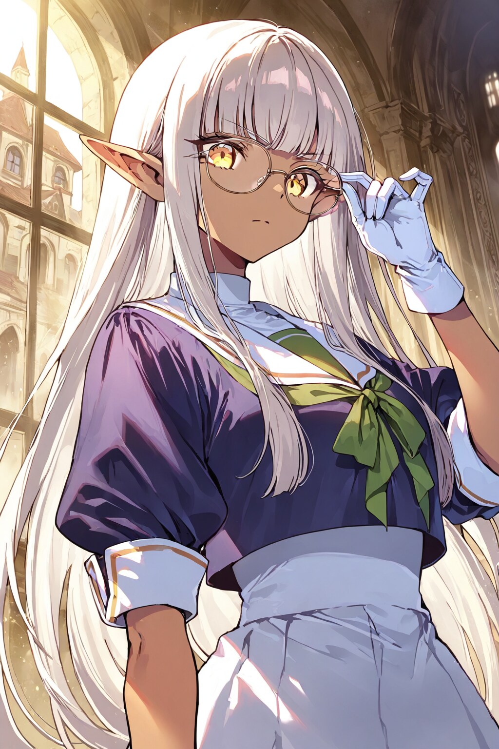 メガネクイクイ系エルフ