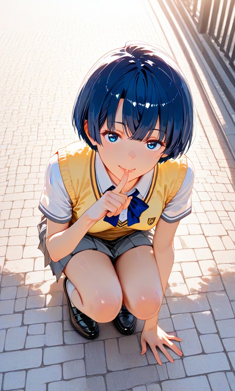 しゃがみ込む秘密の柑菜ちゃん | の人気AIイラスト・グラビア