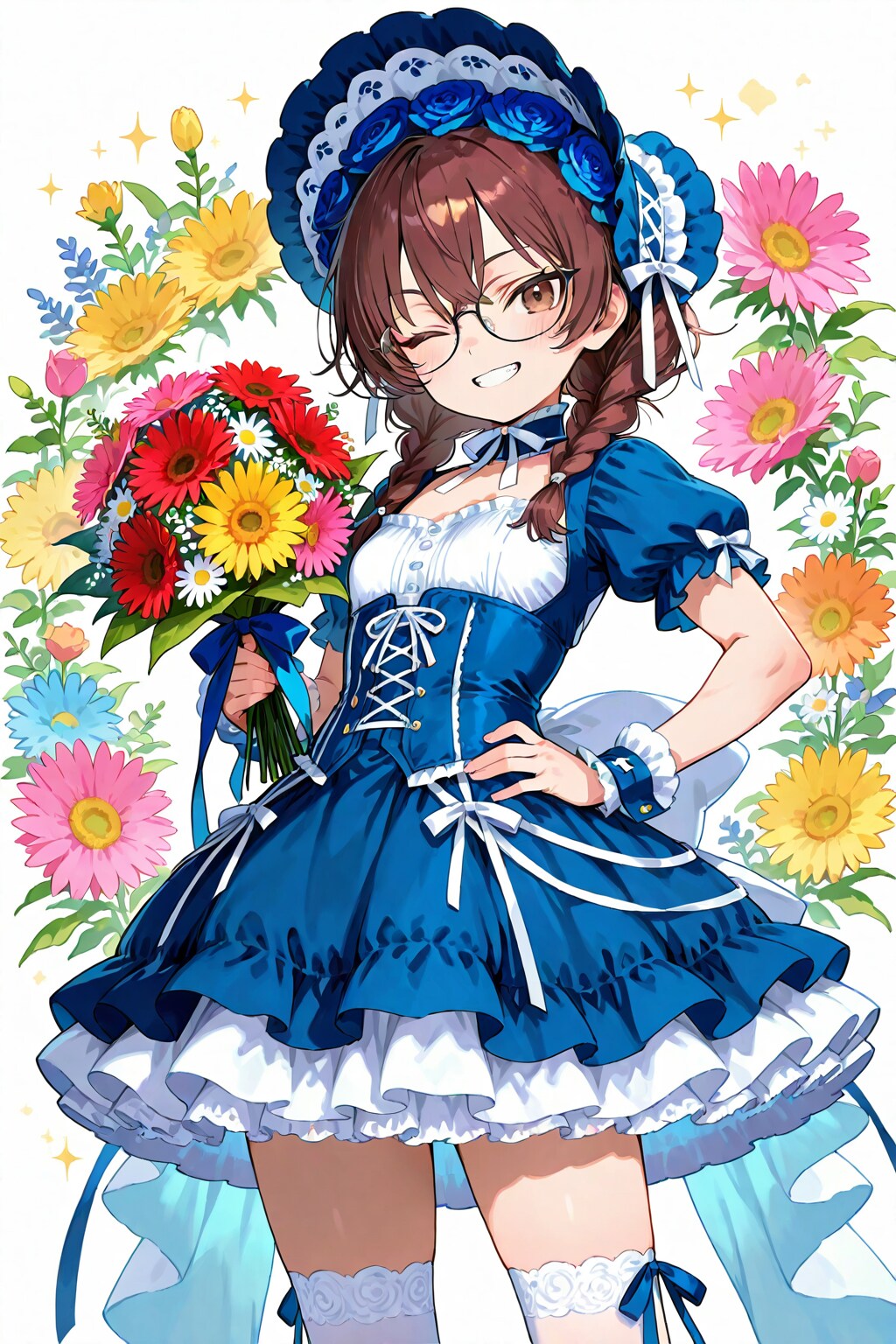 45000いいねありがとうございます　～眼鏡三つ編みロリ衣装姉妹～