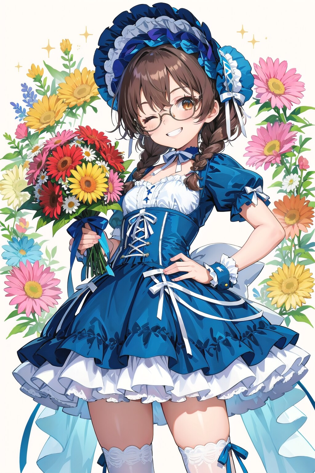 45000いいねありがとうございます　～眼鏡三つ編みロリ衣装姉妹～