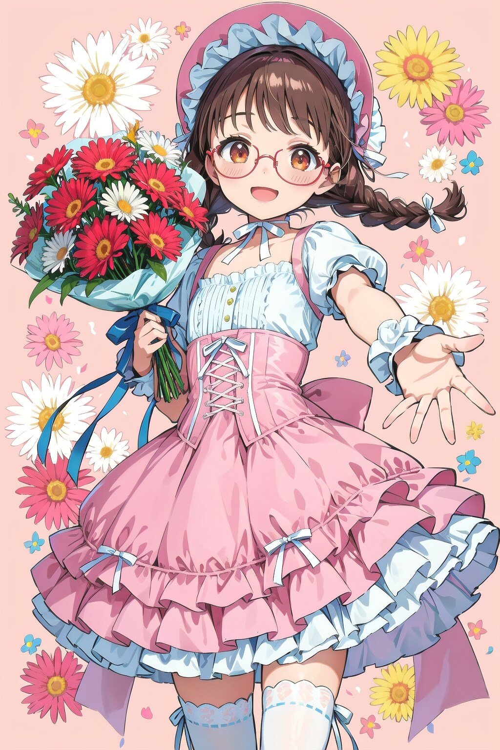 45000いいねありがとうございます　～眼鏡三つ編みロリ衣装姉妹～