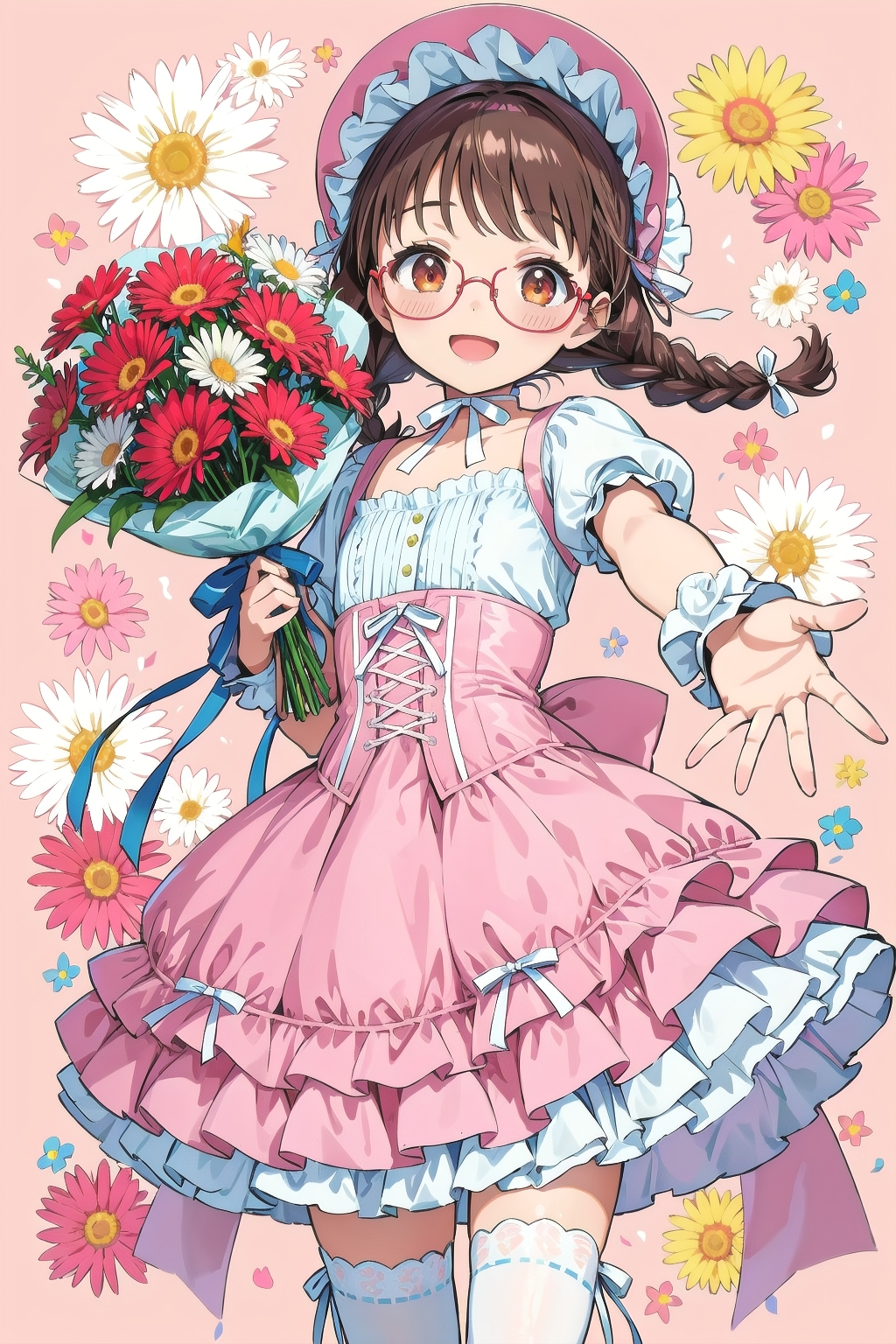 45000いいねありがとうございます　～眼鏡三つ編みロリ衣装姉妹～