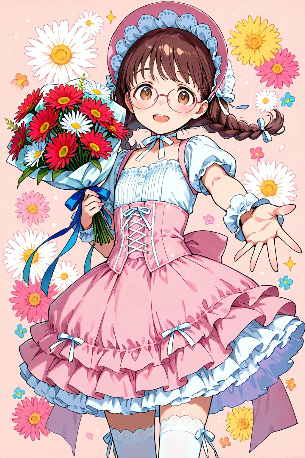 45000いいねありがとうございます　～眼鏡三つ編みロリ衣装姉妹～
