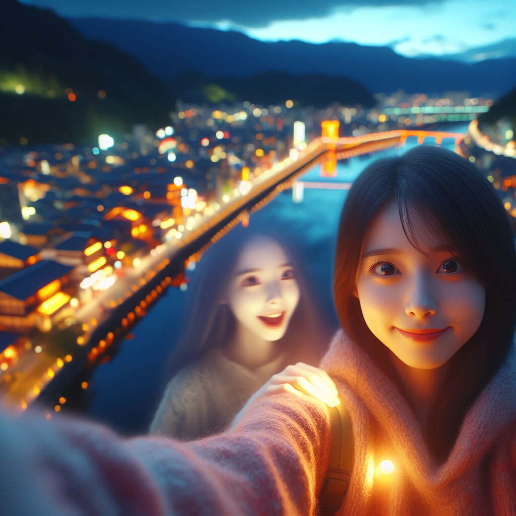 美しい夜景をバックに