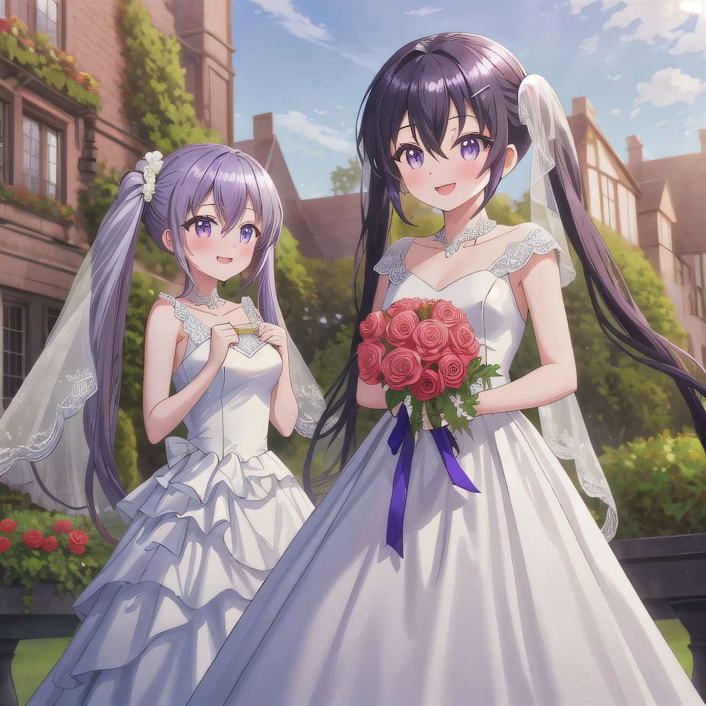 紫髪ロングでウェディングドレスの少女１０