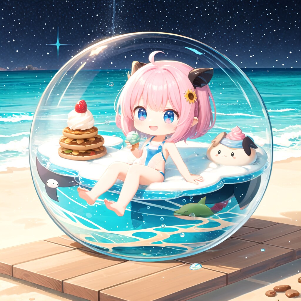 水着のピンク髪ちゃん | の人気AIイラスト・グラビア