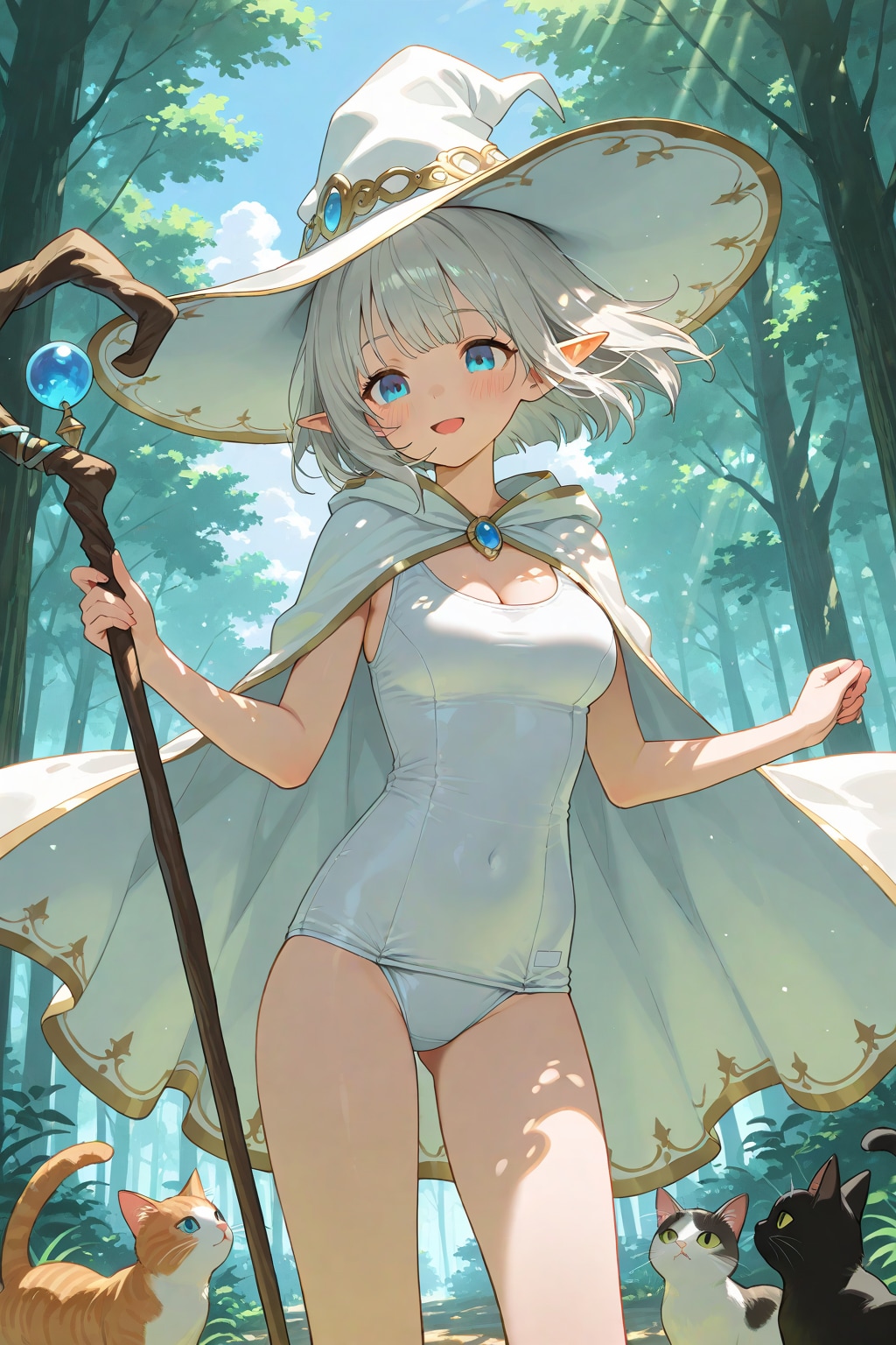 白スクまほうつかいさんと猫