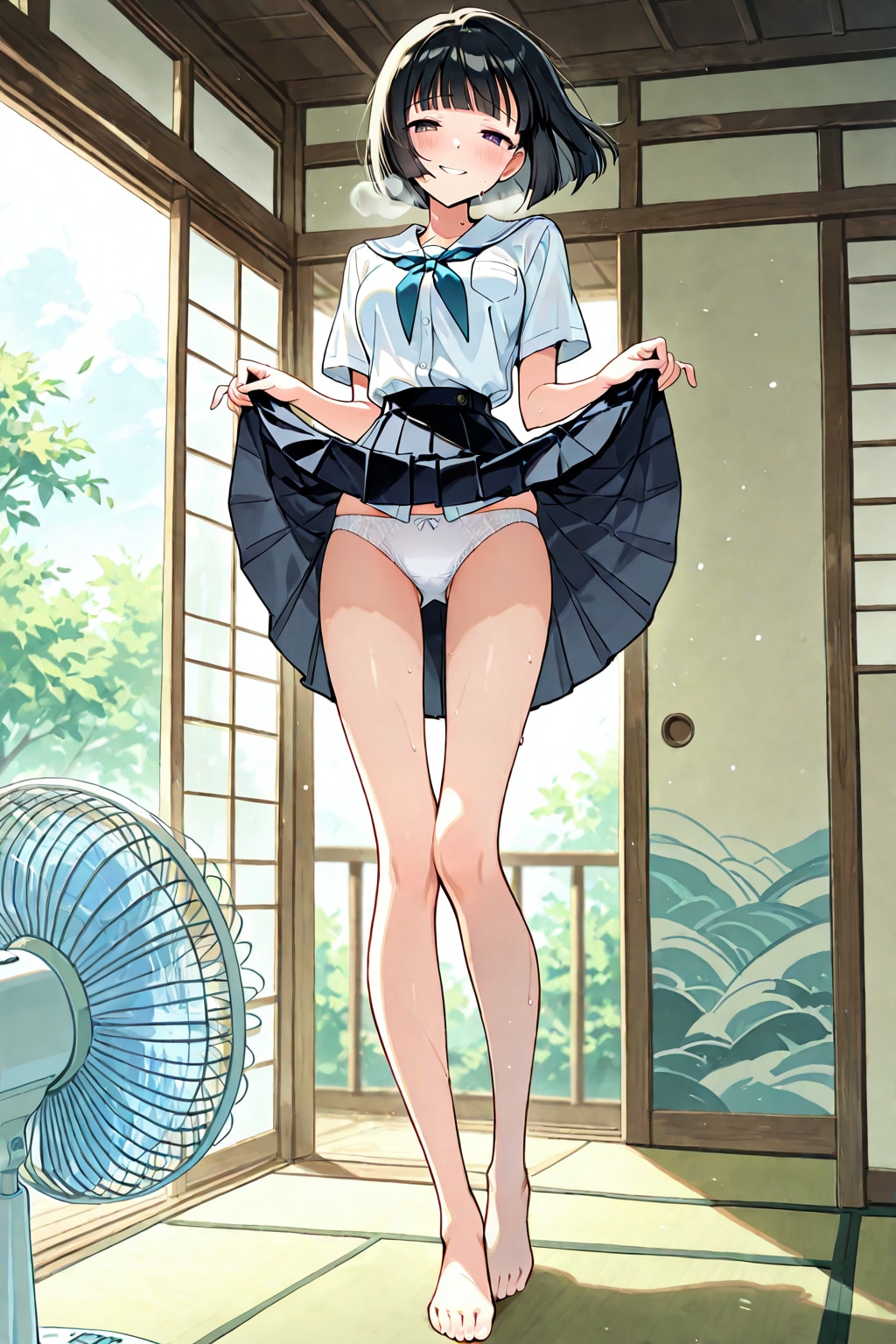 こうすると涼しい