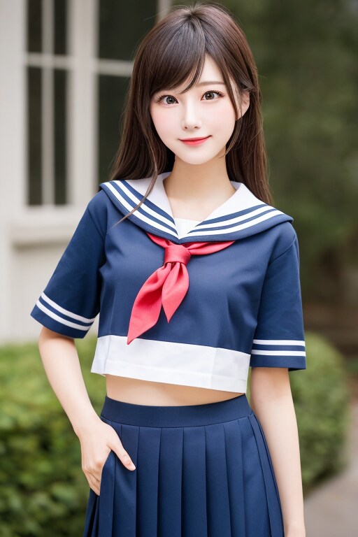 123　腹チラ　セーラー服
