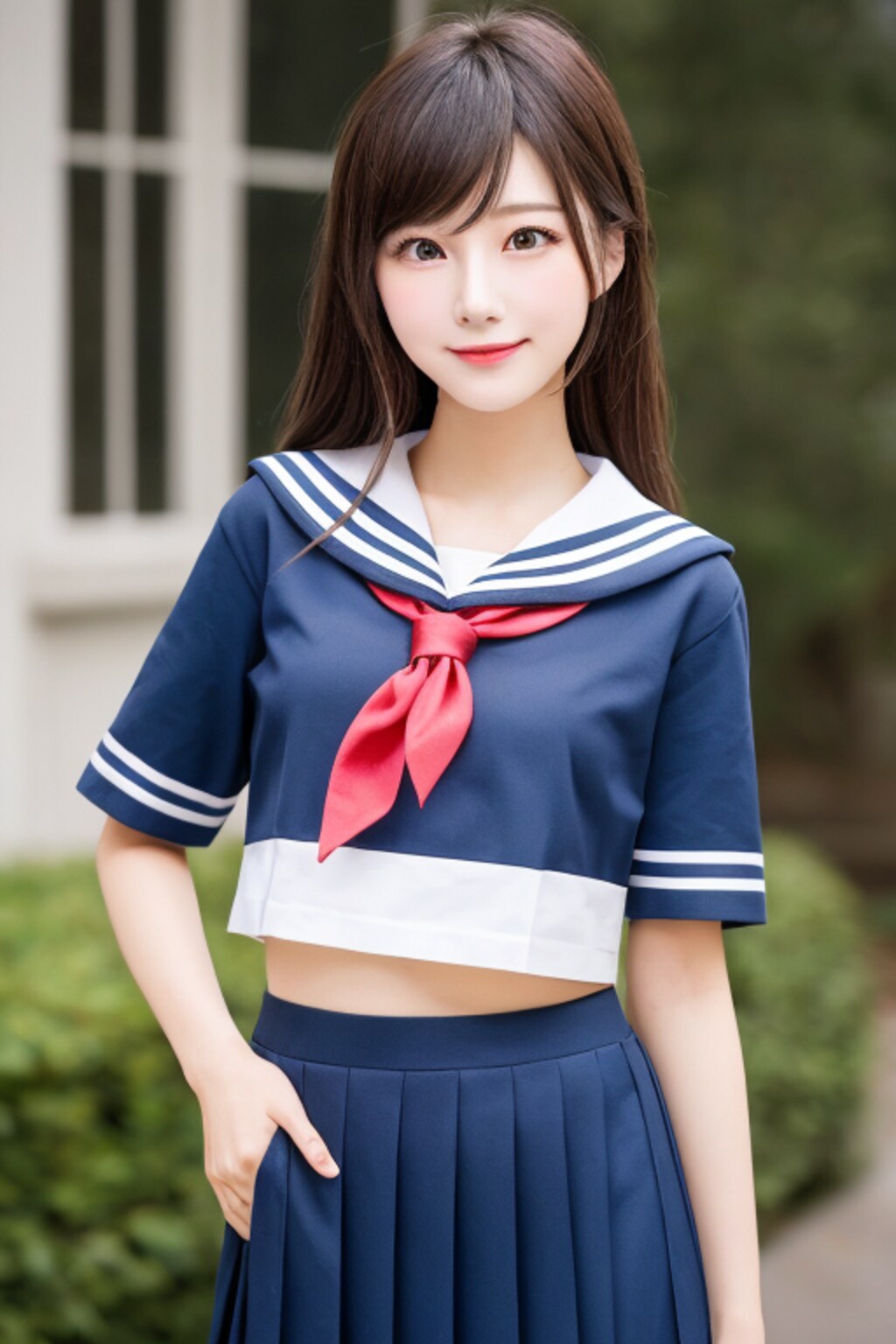 123　腹チラ　セーラー服