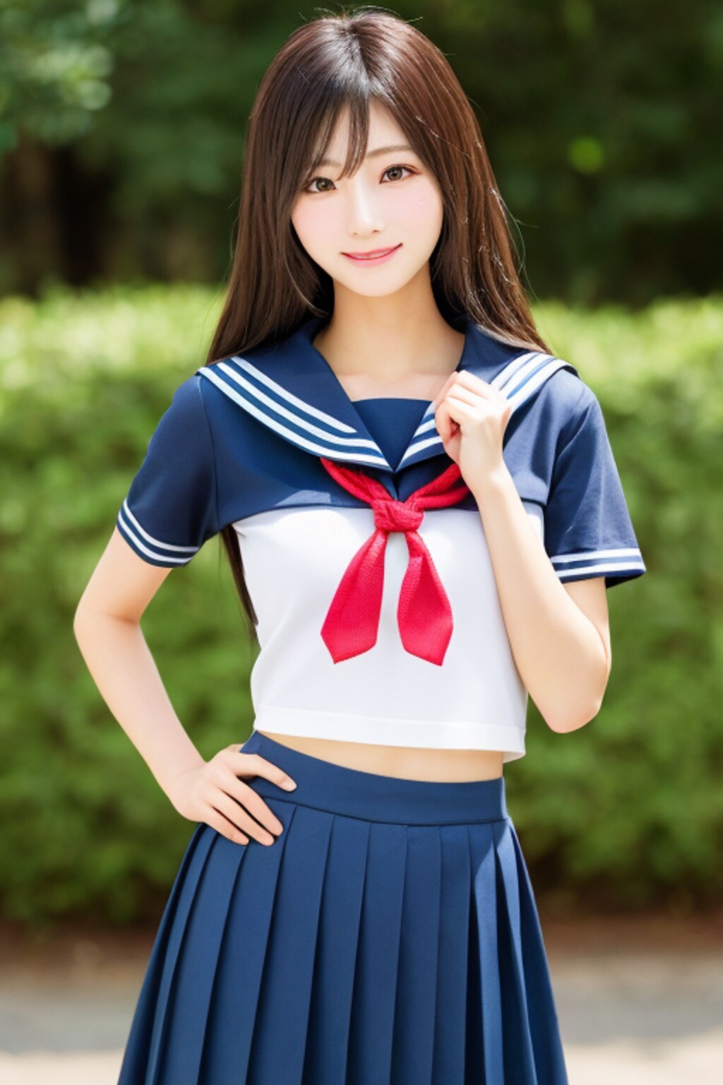 123　腹チラ　セーラー服